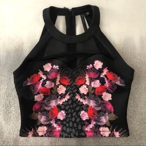 Guess Floral Halter Neck Crop Top
